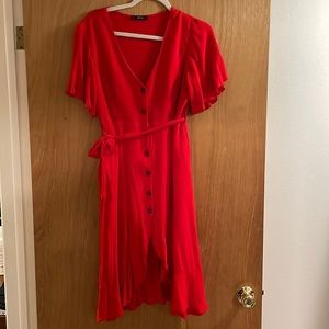 Red button up Shien dress size large.